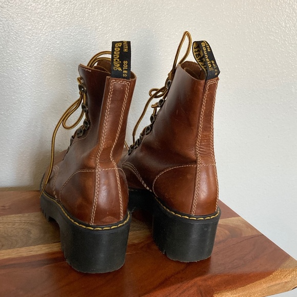 doc Martens  leona lace up block heel platform leather boots - Picture 7 of 10